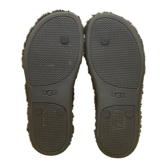 UGG Women’s Black Fur Comfortable Flip Flop Plush Slippers Sandals Size 6W - Picture 8 of 8